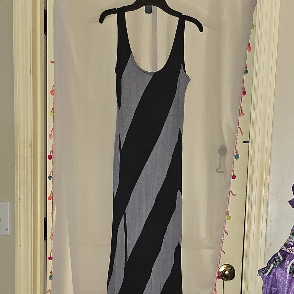 Poof! Black and Gray Sleeveless Bodycon Maxi Dress